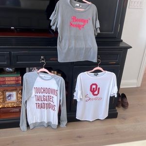 Set of 3 OU UNIVERSITY OF OKLAHOMA ladies tailgate tops size small